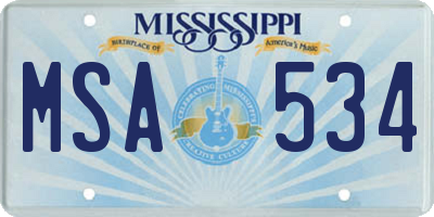 MS license plate MSA534