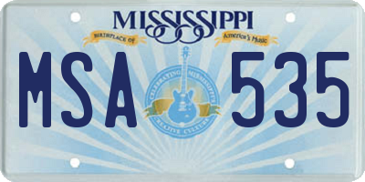 MS license plate MSA535
