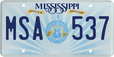 MS license plate MSA537