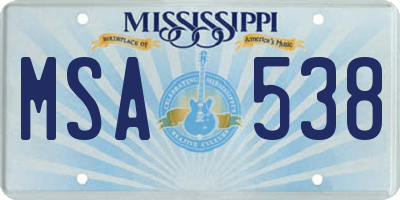MS license plate MSA538