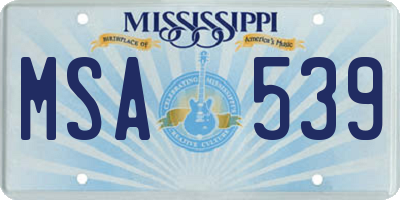 MS license plate MSA539