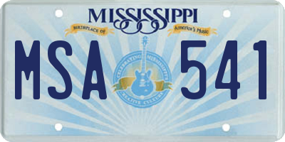 MS license plate MSA541