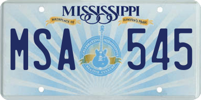 MS license plate MSA545