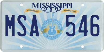 MS license plate MSA546