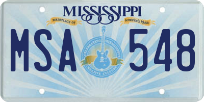 MS license plate MSA548