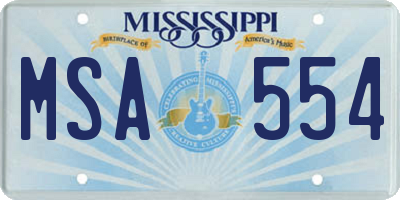 MS license plate MSA554