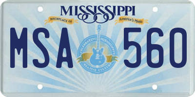 MS license plate MSA560