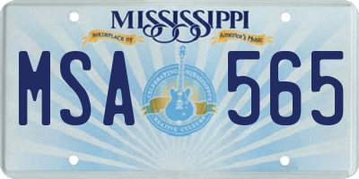 MS license plate MSA565