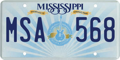 MS license plate MSA568