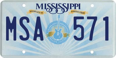 MS license plate MSA571