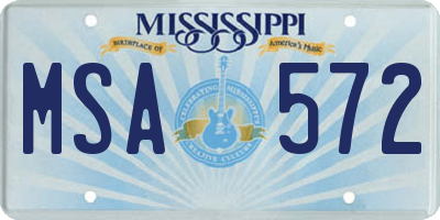 MS license plate MSA572