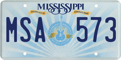 MS license plate MSA573