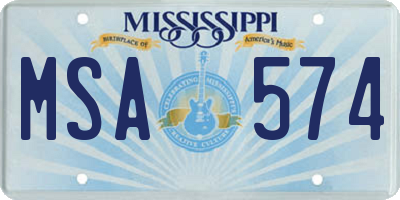 MS license plate MSA574