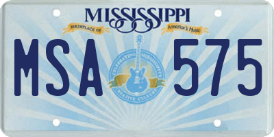 MS license plate MSA575