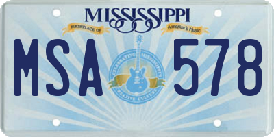 MS license plate MSA578