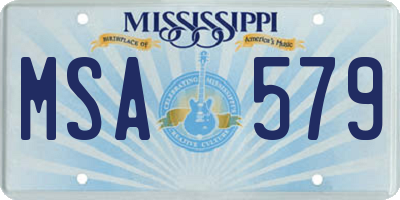 MS license plate MSA579