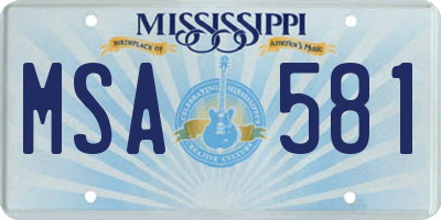 MS license plate MSA581