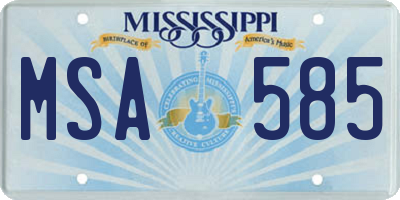 MS license plate MSA585
