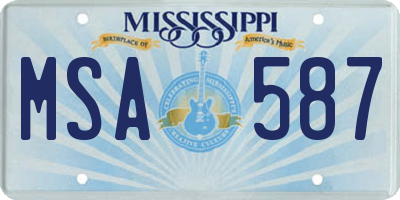 MS license plate MSA587