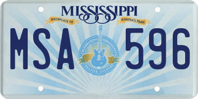 MS license plate MSA596