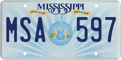 MS license plate MSA597
