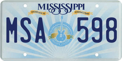 MS license plate MSA598