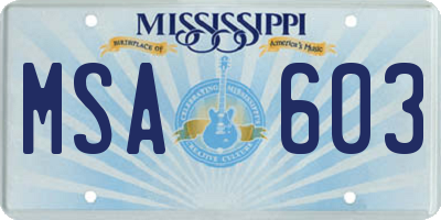 MS license plate MSA603