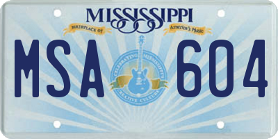 MS license plate MSA604
