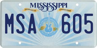 MS license plate MSA605