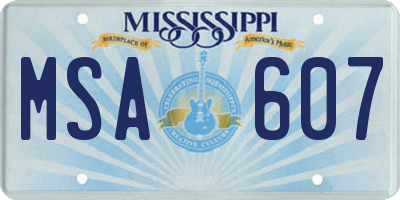 MS license plate MSA607