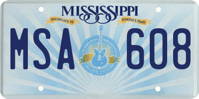 MS license plate MSA608