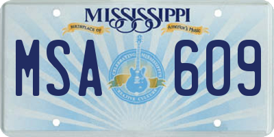 MS license plate MSA609