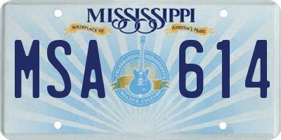 MS license plate MSA614