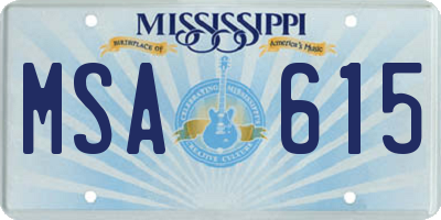 MS license plate MSA615