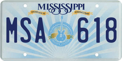 MS license plate MSA618
