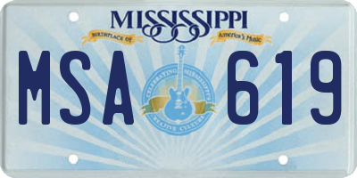 MS license plate MSA619