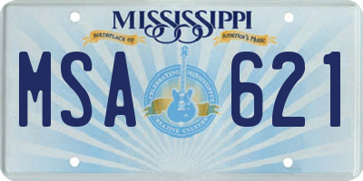 MS license plate MSA621