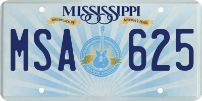 MS license plate MSA625