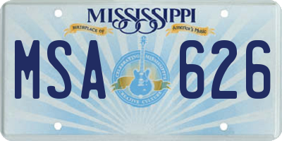 MS license plate MSA626