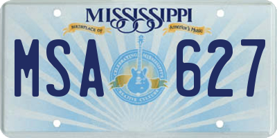 MS license plate MSA627