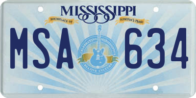 MS license plate MSA634