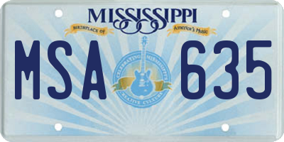 MS license plate MSA635