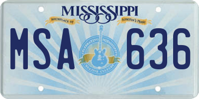 MS license plate MSA636