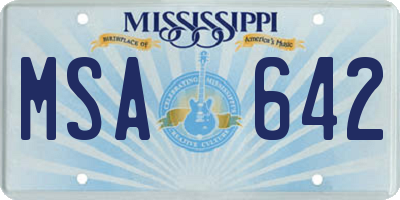 MS license plate MSA642