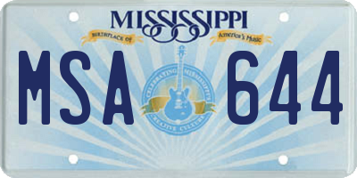 MS license plate MSA644