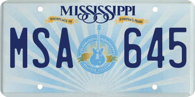 MS license plate MSA645