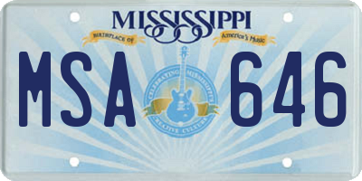 MS license plate MSA646