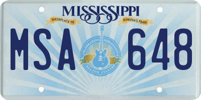 MS license plate MSA648