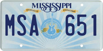 MS license plate MSA651
