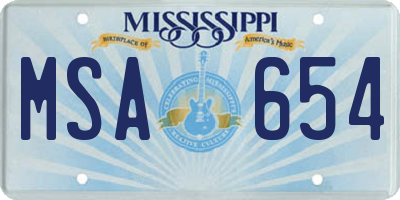 MS license plate MSA654